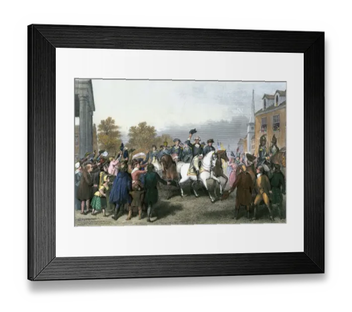 Framed Print : Washington entering New York City after British evacuation, 1783 Framed Print : Washington entering New York City after British evacuation, 1783