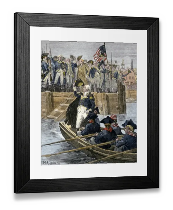 Framed Print : General George Washington leaving New York City after celebrating the British Framed Print : General George Washington leaving New York City after celebrating the British