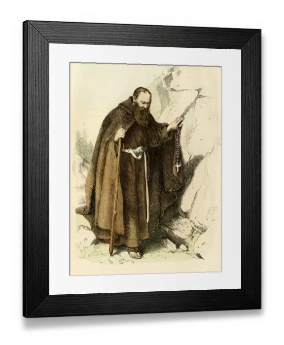 Framed Print : Hermit monk in the Middle Ages