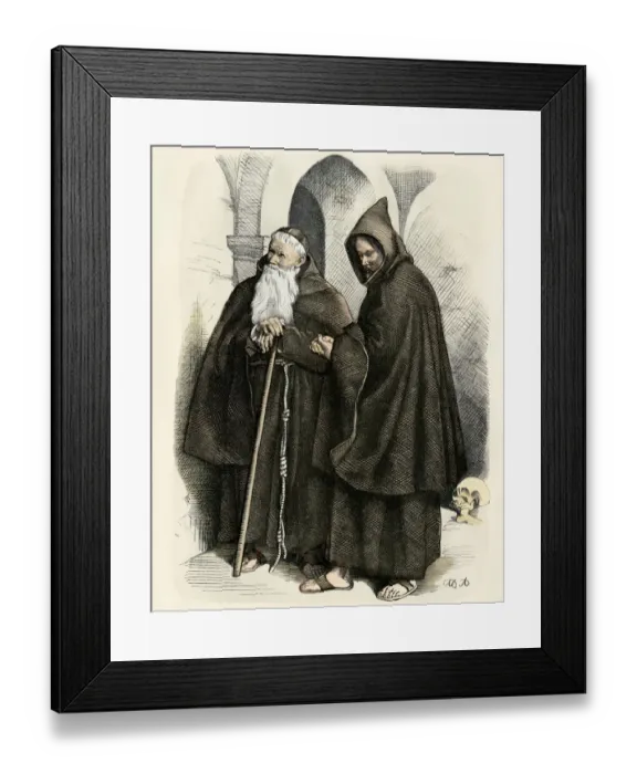 Framed Print : Medieval Capucin monks Framed Print : Medieval Capucin monks