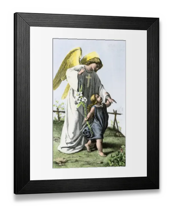 Framed Print : Guardian angel and a child