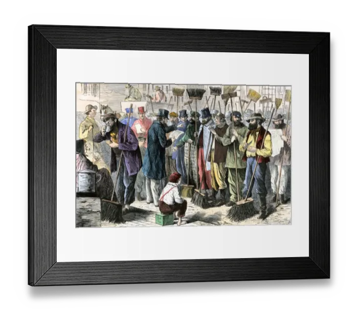 Framed Print : Street-sweepers answering a roll-call