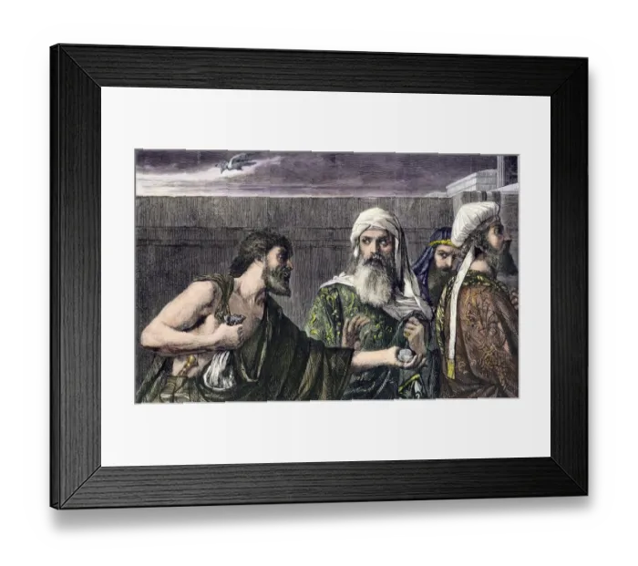 Framed Print : Remorse of the apostle Judas after his betrayal of Jesus Framed Print : Remorse of the apostle Judas after his betrayal of Jesus