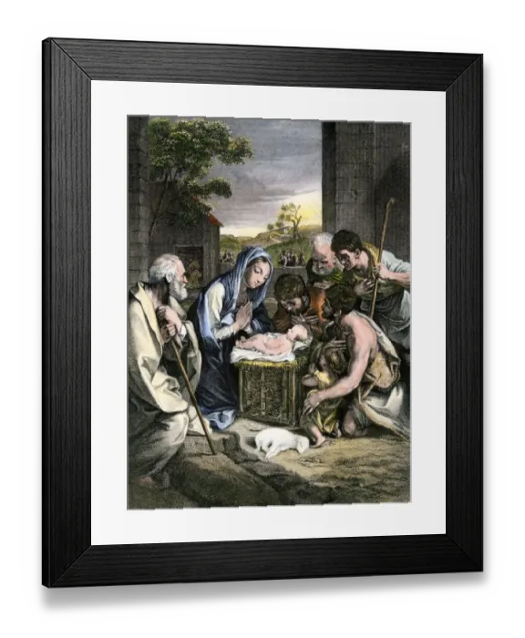 Framed Print : Shepherds with Mary, Joseph Framed Print : Shepherds with Mary, Joseph
