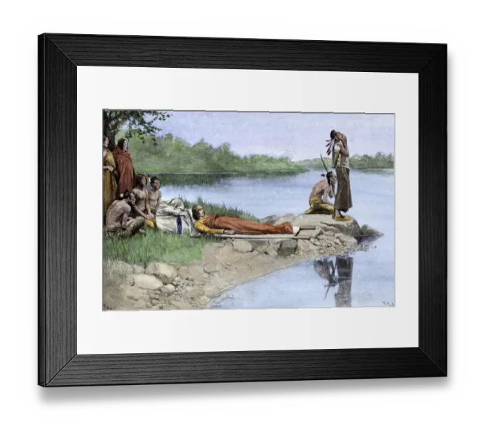 Framed Print : Death of Wampanoag Chief Wamsutta Framed Print : Death of Wampanoag Chief Wamsutta