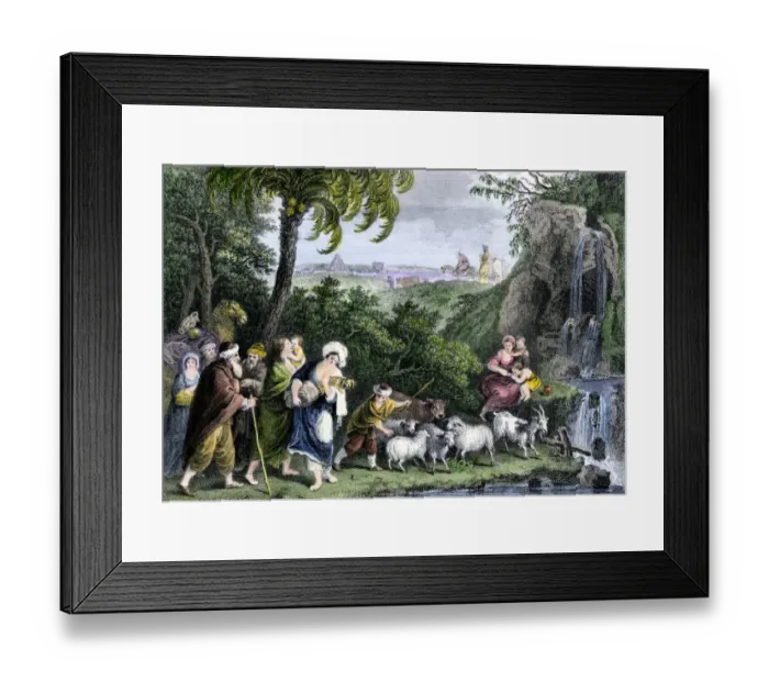 Framed Print : Abraham departs for Canaan with Lot and the rest of his family Framed Print : Abraham departs for Canaan with Lot and the rest of his family