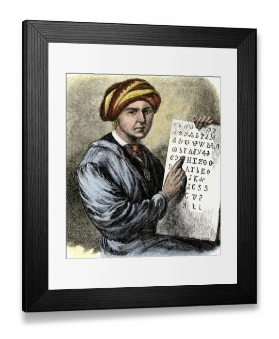 Framed Print : Sequoya holding his Cherokee alphabet Framed Print : Sequoya holding his Cherokee alphabet