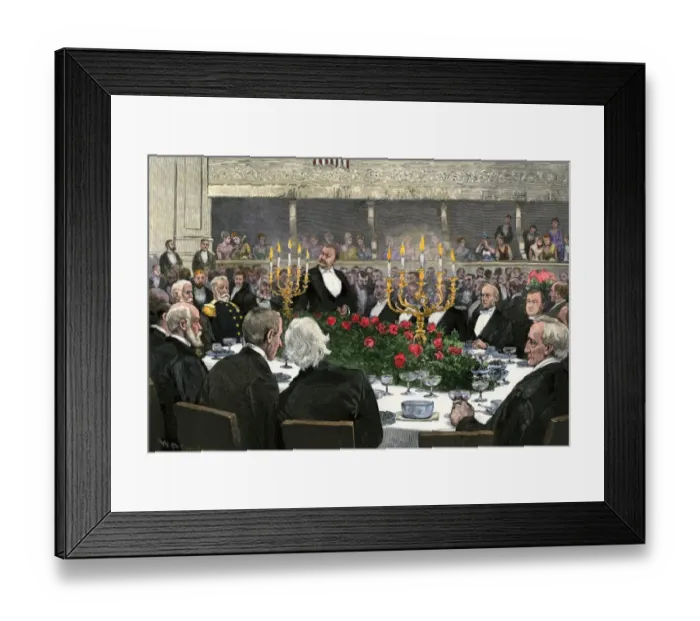 Framed Print : Grover Cleveland at a banquet, 1889 Framed Print : Grover Cleveland at a banquet, 1889