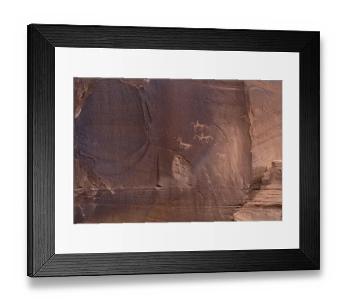 Framed Print : Native Americans on horseback petroglyph Framed Print : Native Americans on horseback petroglyph