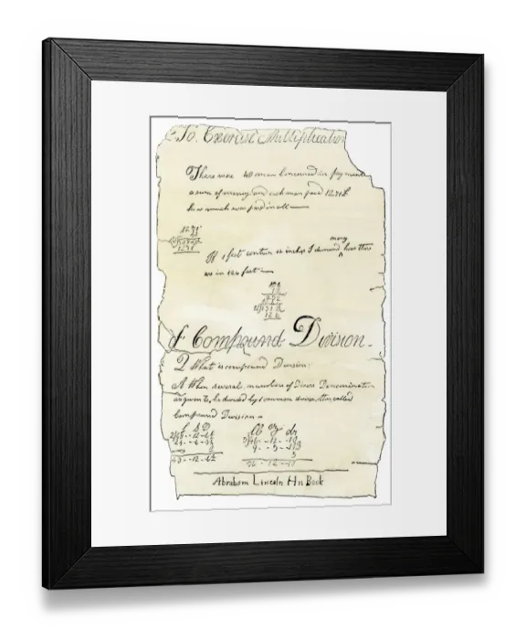 Framed Print : Arithmentic lesson of young Abe Lincoln Framed Print : Arithmentic lesson of young Abe Lincoln