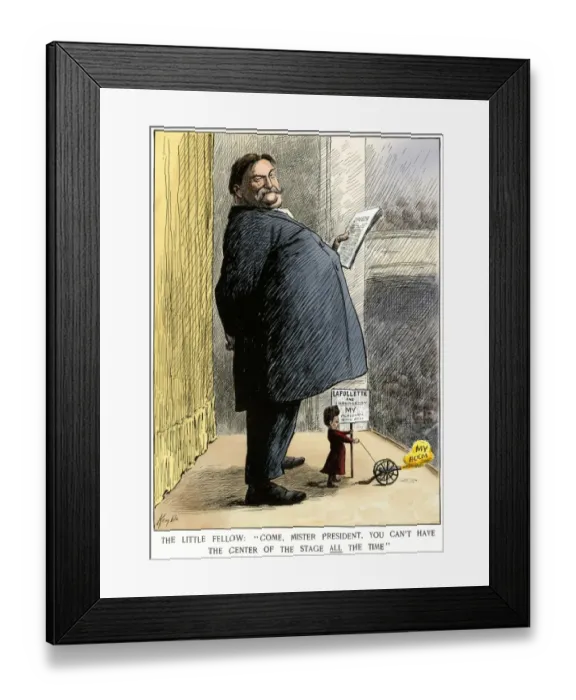 Framed Print : President Taft and Senator La Follette cartoon, 1911