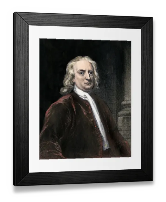 Framed Print : Isaac Newton. Hand-colored engraving from a portrait by Vanderbank Framed Print : Isaac Newton. Hand-colored engraving from a portrait by Vanderbank