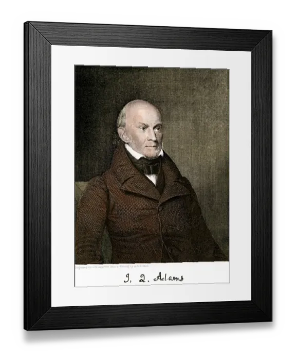 Framed Print : John Quincy Adams, with his signature Framed Print : John Quincy Adams, with his signature