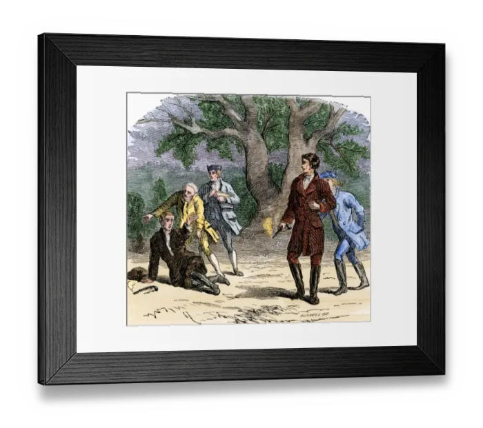 Framed Print : Andrew Jackson winning a pistol duel Framed Print : Andrew Jackson winning a pistol duel