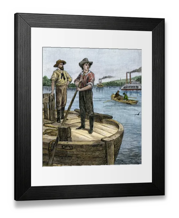 Framed Print : Young Abe Lincoln working on an Ohio River keelboat Framed Print : Young Abe Lincoln working on an Ohio River keelboat