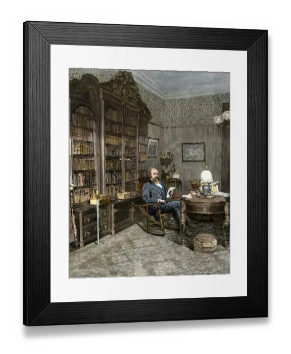 Framed Print : Benjamin Harrison reading news of his election, 1888 Framed Print : Benjamin Harrison reading news of his election, 1888