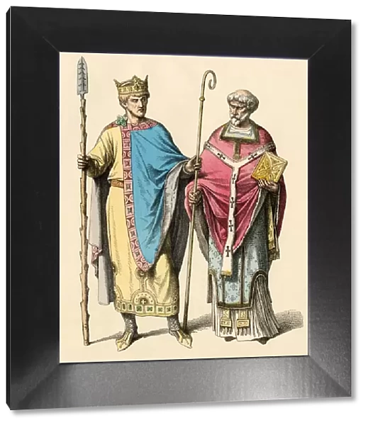 Holy Roman Emperor Heinrich II and a bishop