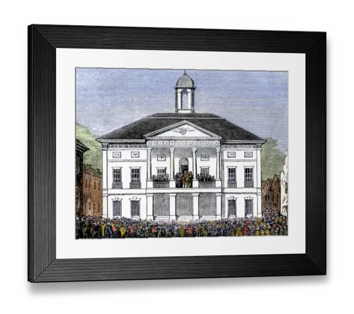 Framed Print : Washingtons inauguration at Federal Hall on Wall Street Framed Print : Washingtons inauguration at Federal Hall on Wall Street