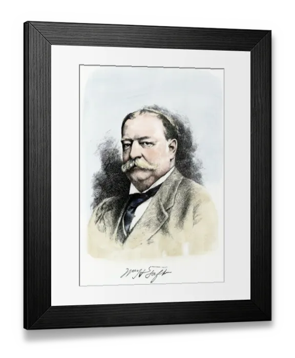 Framed Print : William Howard Taft, with his autograph Framed Print : William Howard Taft, with his autograph
