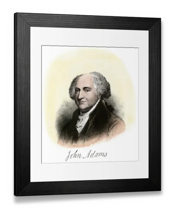 Framed Print : John Adams, with his signature Framed Print : John Adams, with his signature