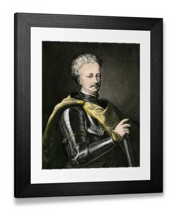 Framed Print : Peter the Great. Hand-colored engraving of a portrait Framed Print : Peter the Great. Hand-colored engraving of a portrait