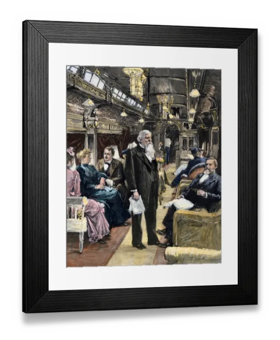 Framed Print : Railroad parlor car with President Benjamin Harrison aboard Framed Print : Railroad parlor car with President Benjamin Harrison aboard