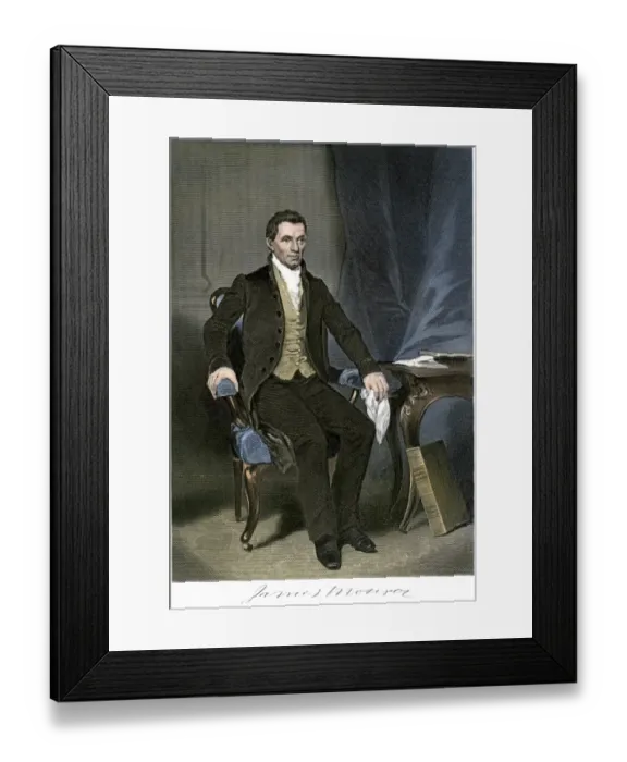 Framed Print : President James Monroe, with his autograph Framed Print : President James Monroe, with his autograph