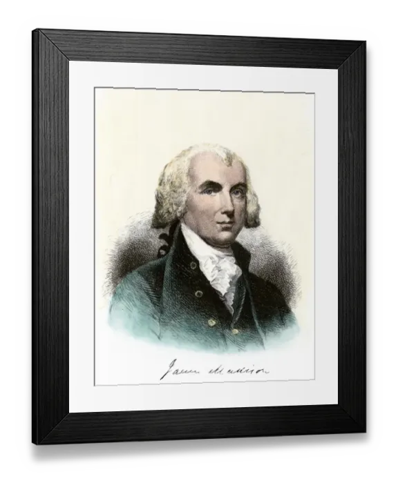 Framed Print : James Madison, with his autograph Framed Print : James Madison, with his autograph