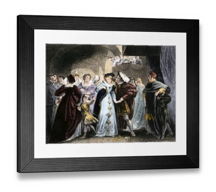 Framed Print : King Henry VIII meets Anne Boleyn, 1527 Framed Print : King Henry VIII meets Anne Boleyn, 1527