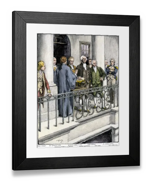 Framed Print : George Washington inaugurated as the first US President Framed Print : George Washington inaugurated as the first US President