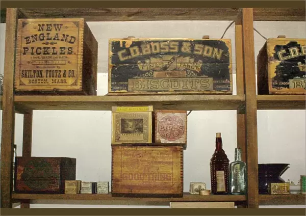 Supplies in the Fort Laramie trading post, Oregon Trail