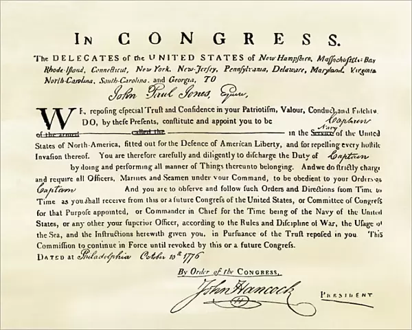 Document commissioning John Paul Jones as a US Navy captain