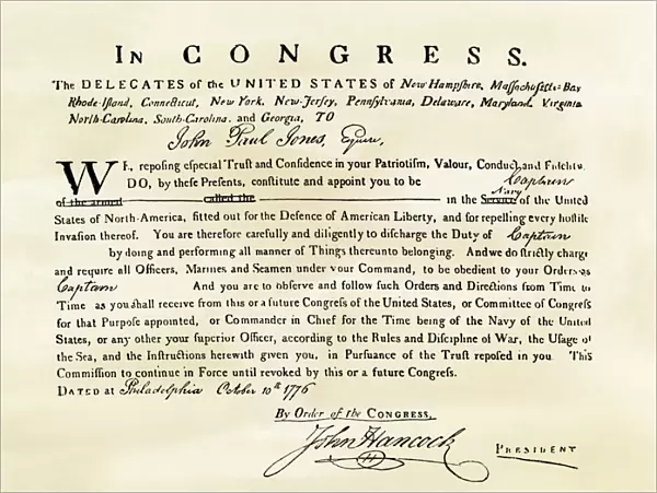 Document commissioning John Paul Jones as a US Navy captain