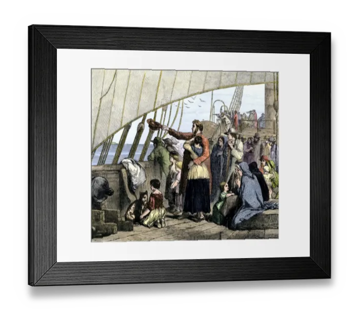 Framed Print : Emigrants aboard ship from Europe