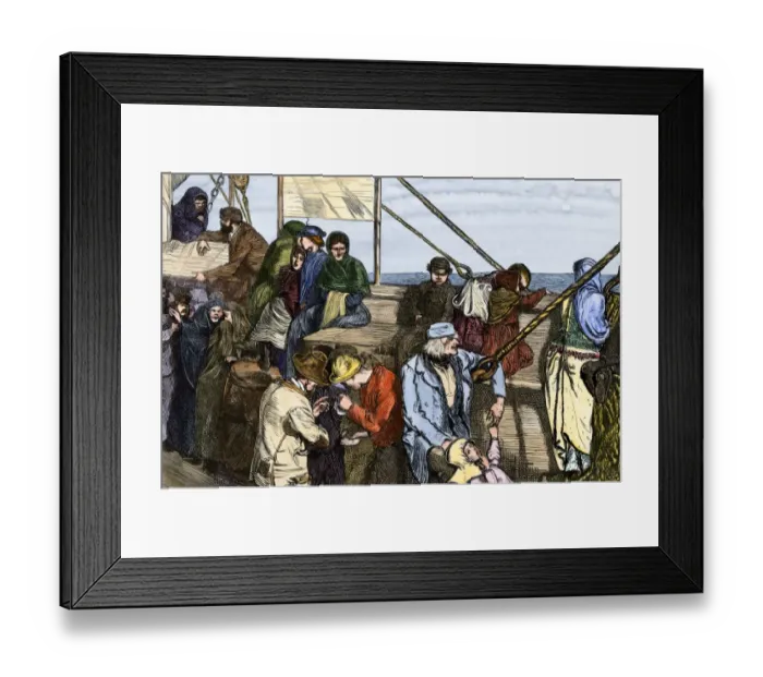 Framed Print : Steerage passengers bound for America, 1800s Framed Print : Steerage passengers bound for America, 1800s