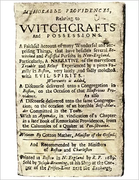 Witchcraft book by Cotton Mather, 1689