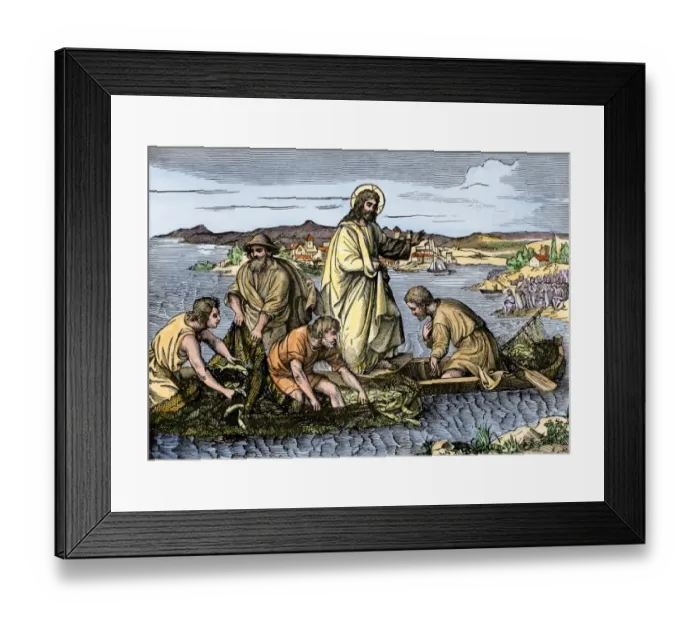 Framed Print : Jesus performing a miracle on the Sea of Galilee Framed Print : Jesus performing a miracle on the Sea of Galilee