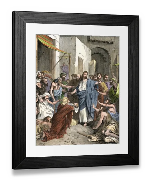 Framed Print : Sick people are laid in the streets for Jesus to make well Framed Print : Sick people are laid in the streets for Jesus to make well