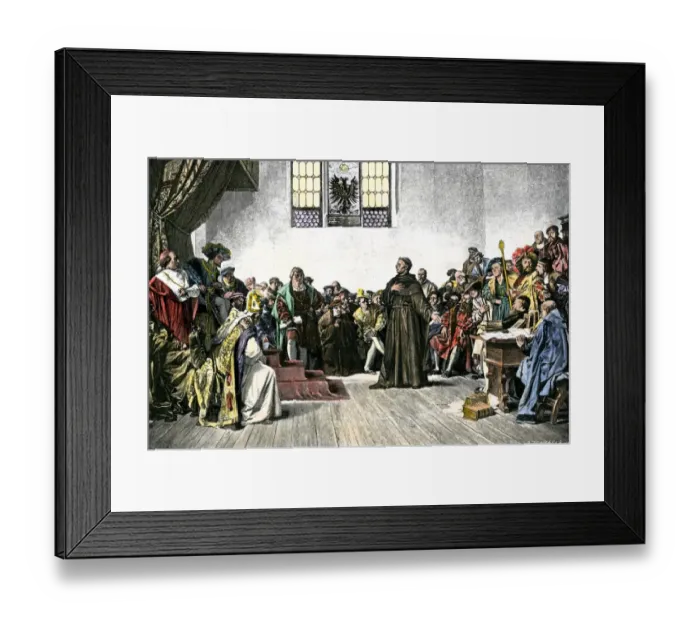 Framed Print : Martin Luther defending his views at the Diet of Worms Framed Print : Martin Luther defending his views at the Diet of Worms
