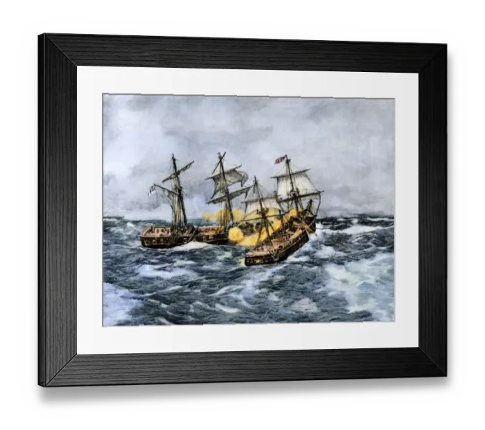 Framed Print : Sea battle of the Wasp and Frolic, War of 1812 Framed Print : Sea battle of the Wasp and Frolic, War of 1812