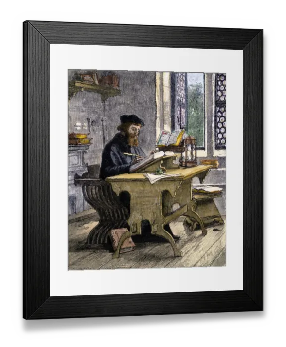 Framed Print : John Wycliffe translating the Bible into English Framed Print : John Wycliffe translating the Bible into English