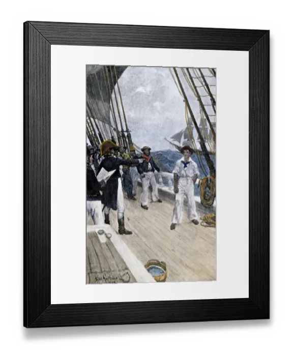 Framed Print : Impressment of an American sailor by a British naval officer Framed Print : Impressment of an American sailor by a British naval officer
