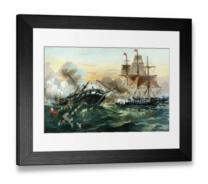 Framed Print : Naval duel between the frigate USS Constitution Framed Print : Naval duel between the frigate USS Constitution