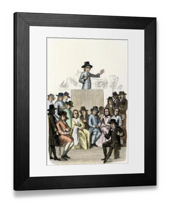 Framed Print : Quaker meeting in England, 1710 Framed Print : Quaker meeting in England, 1710