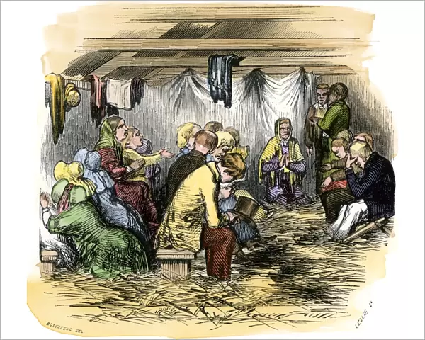 Prayer meeting in a tent, 1850s