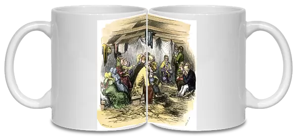 Prayer meeting in a tent, 1850s