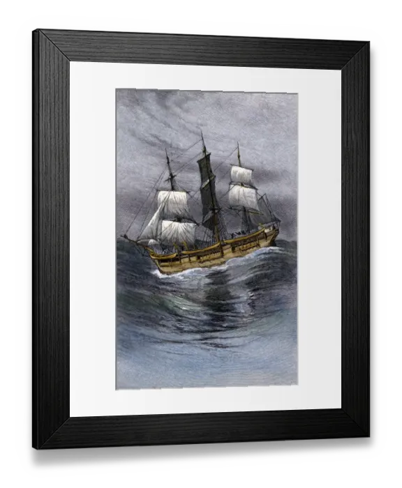 Framed Print : Old wooden whaling-ship under sail
