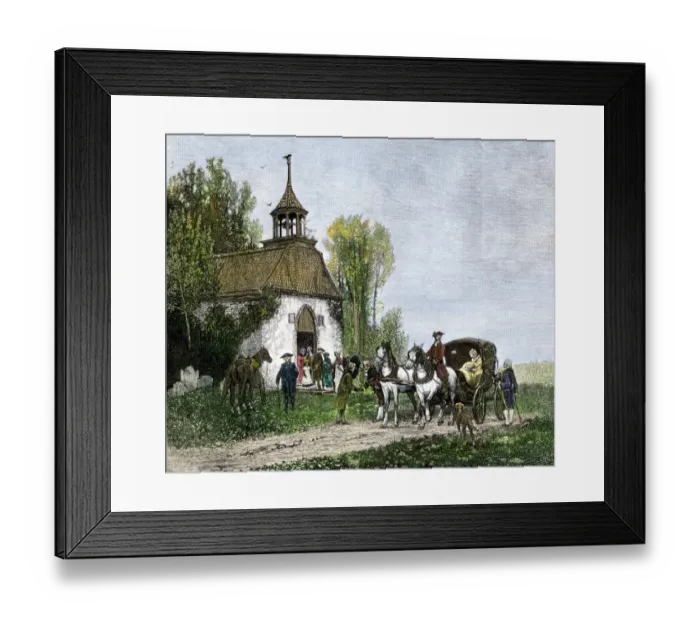 Framed Print : Colonial churchgoers in Sleepy Hollow, New York Framed Print : Colonial churchgoers in Sleepy Hollow, New York
