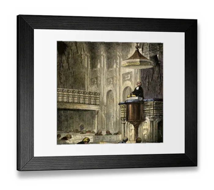 Framed Print : Pulpit in a Boston church, 1700s
