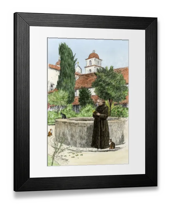 Framed Print : Santa Barbara Mission, California, 1800s Framed Print : Santa Barbara Mission, California, 1800s